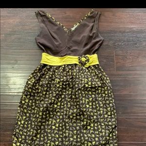 Yellow & Brown Anthropologie Dress